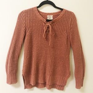 Dark Rose Front Laced Sweater